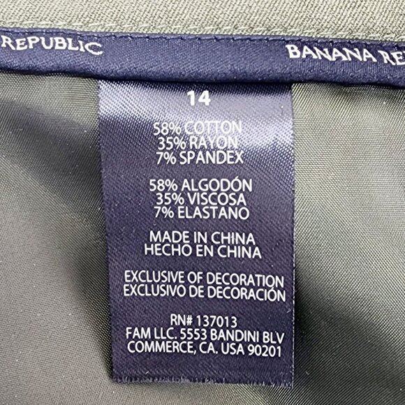 Banana Republic Cropped pants Womens High-Rise Straight-Leg  Olive Green Size 14 - Picture 12 of 13